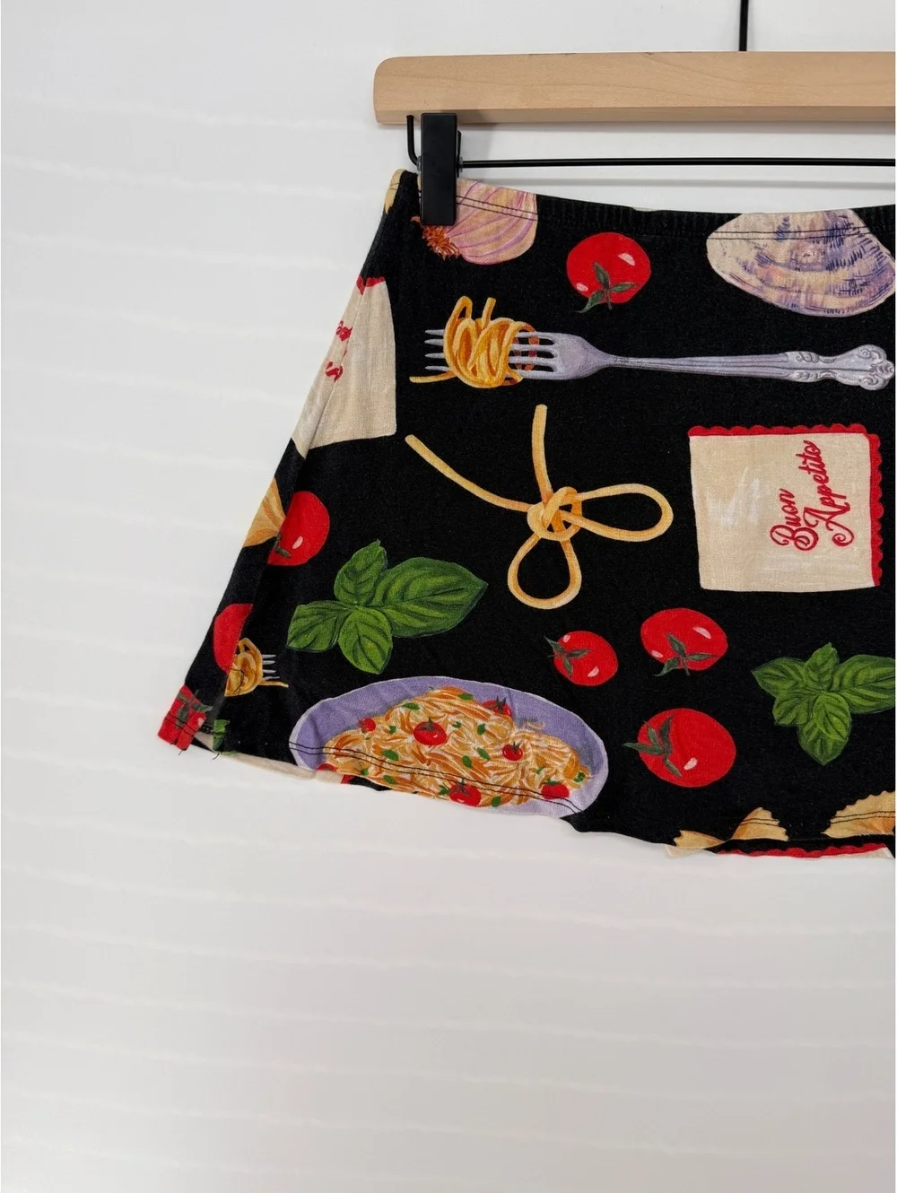 Lisa Says Gah Darcy Skort Buon Appetito Black Pasta Food Print Women’s M